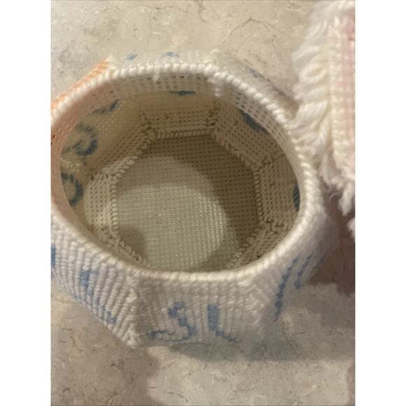 Vintage Needlepoint Santa, candy dish, decor, Distle Fink Designs completed. - Picture 11 of 13